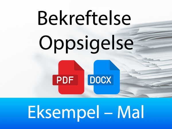 Eksempel for Bekreftelse Oppsigelse