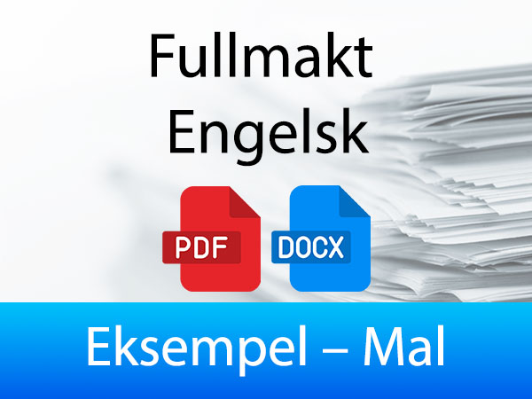 Mal for Fullmakt Engelsk