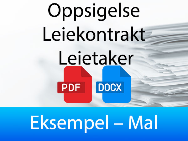 Eksempel Mal for Oppsigelse Leiekontrakt Leietaker