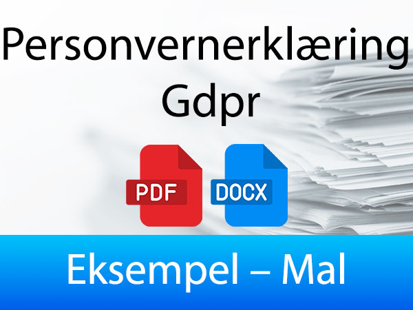 Mal for Personvernerklæring Gdpr som brukes og tilpasses